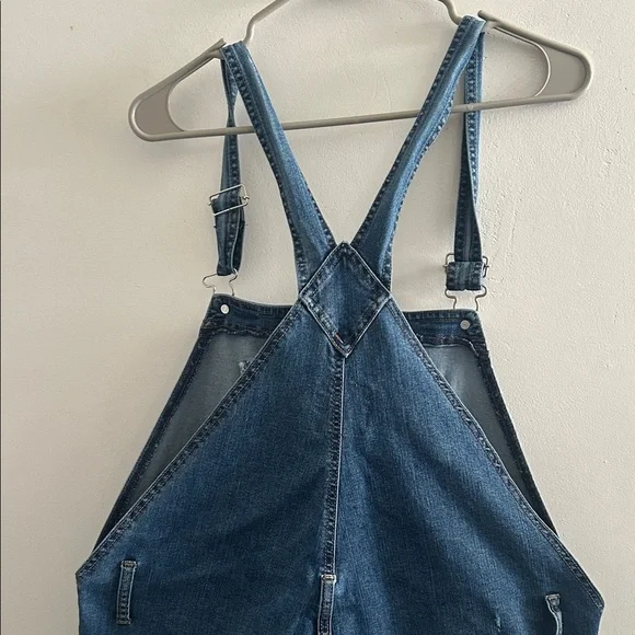 Celebrity Pink, Womans Size XL Distressed Blue Denim Overalls - Picture 10 of 14